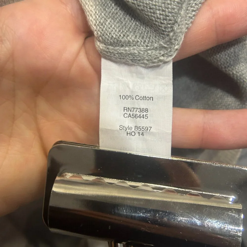 EUC J.Crew Cotton Gray Heathered Strip Long Sleeve Pullover Sweater Size Medium